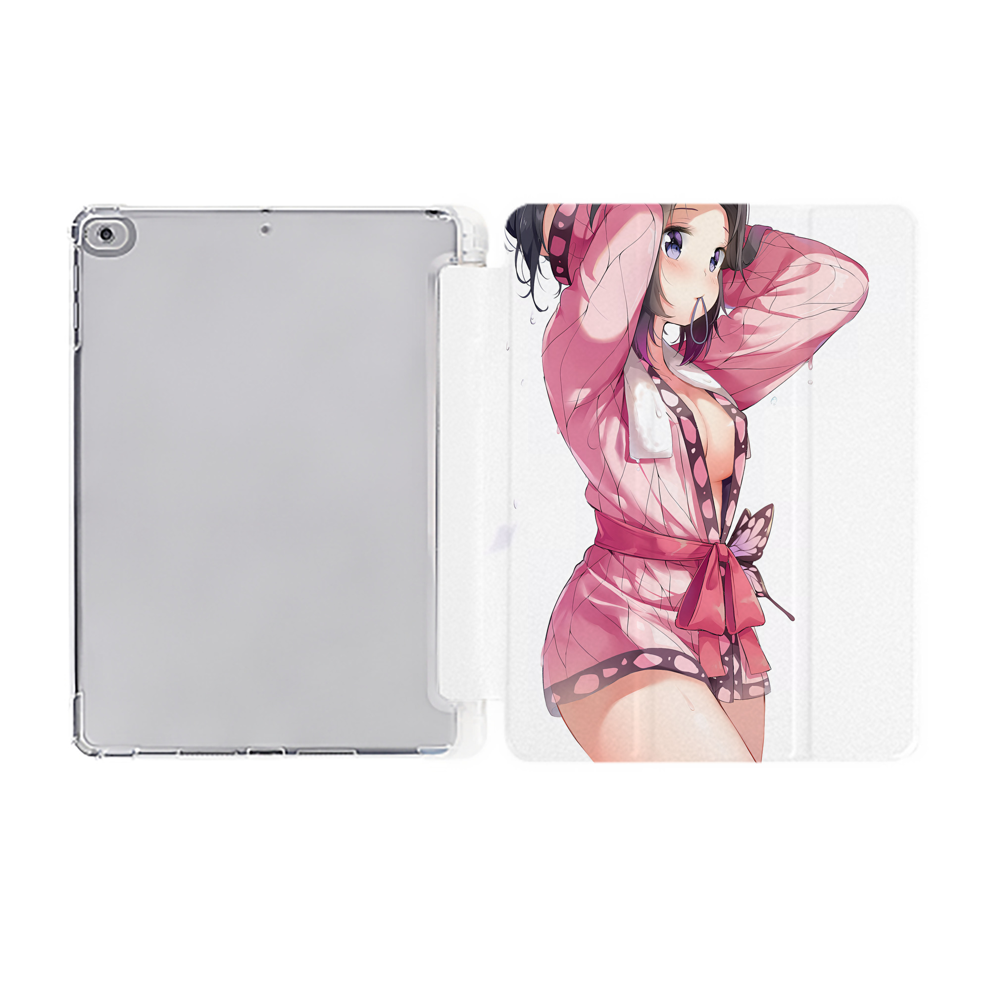 （画像用） 鬼滅の刃（きめつのやいば）蟲柱-胡蝶 しのぶ／こちょう しのぶ Kochou Shinobu IPad ケース ペン収納付き 三つ折りスタンド PUレザー×シリコン 対応機種9.5/10.5/10.9インチ